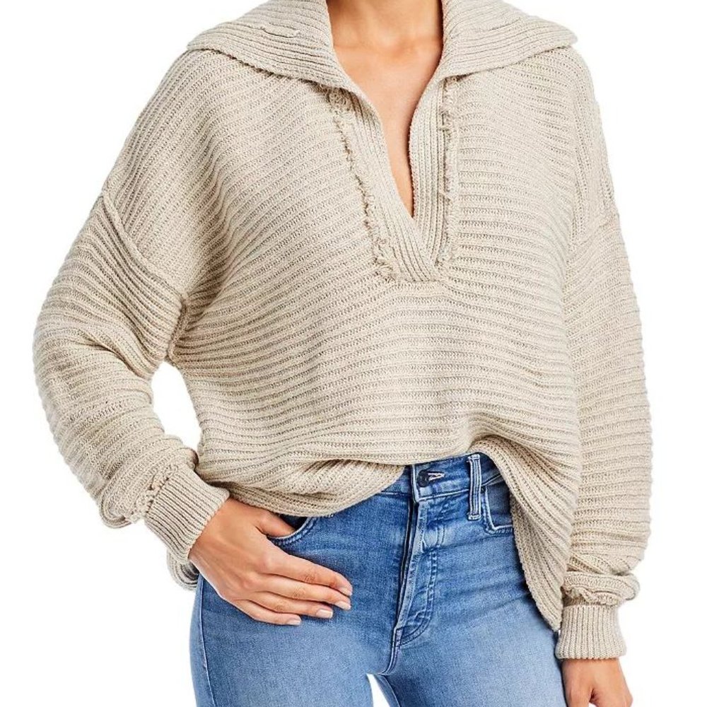 Free People Marlie Pullover Sweater in Oatmeal